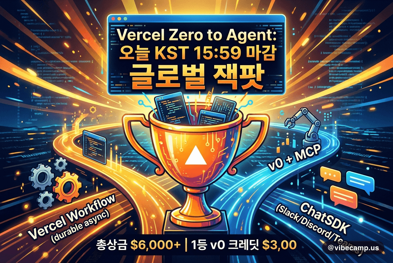 Vercel Zero to Agent, 오늘 KST 15:59 마감 글로벌 잭팟