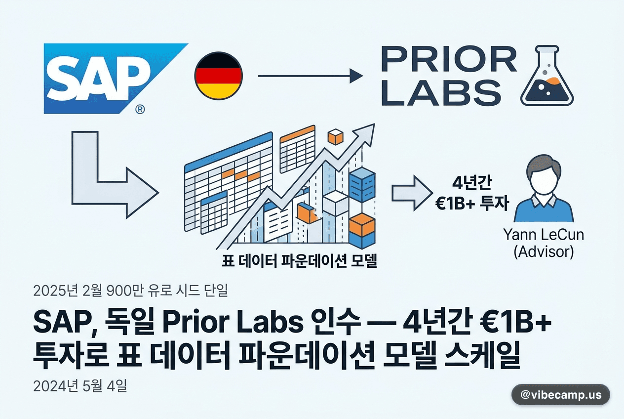 SAP, 독일 Prior Labs 인수 — 4년간 €1B+ 투자로 표 데이터 파운데이션 모델 스케일