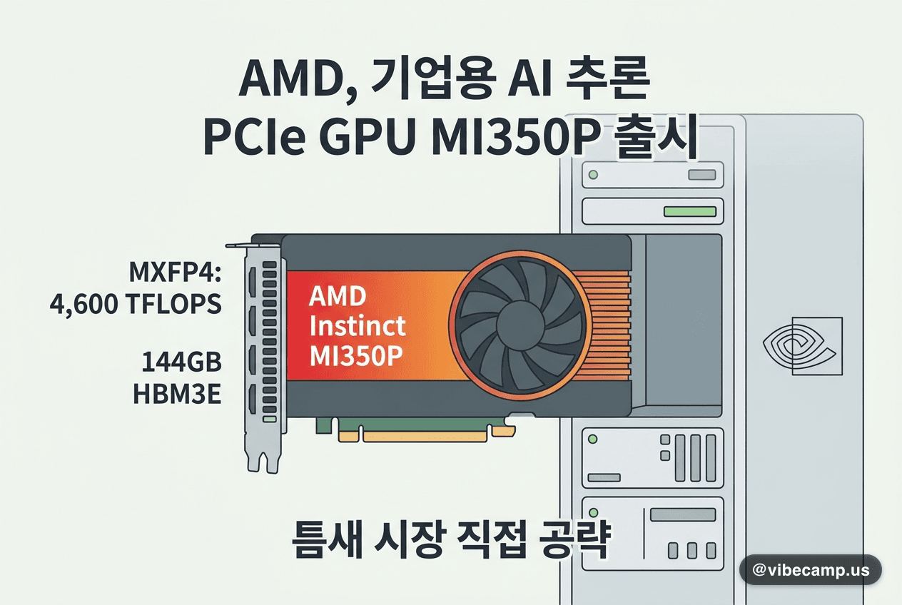 AMD, 기업용 AI 추론 PCIe GPU MI350P 출시