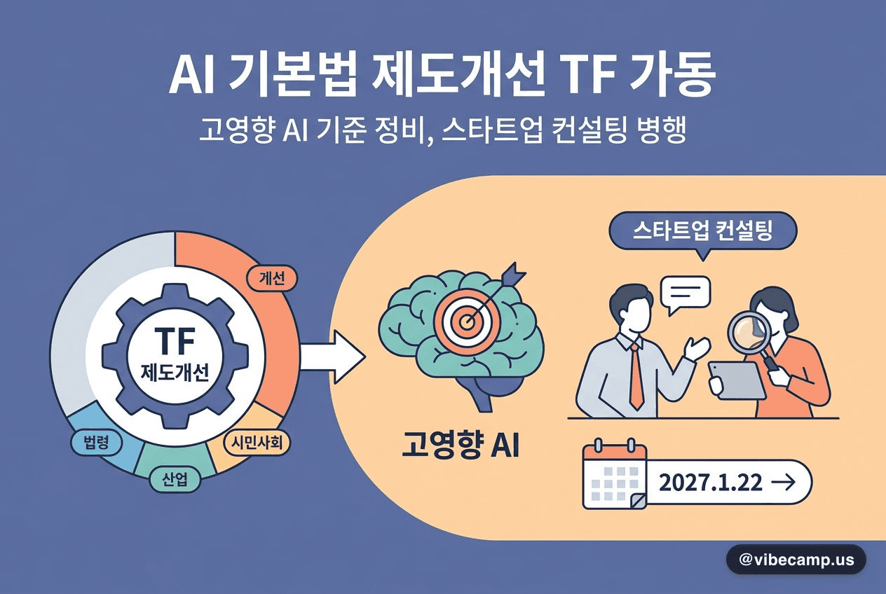 AI 기본법 제도개선 TF 가동 — 고영향 AI 기준 정비, 스타트업 컨설팅 병행