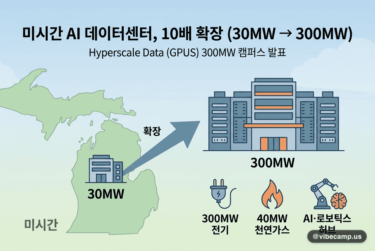 미시간 AI 데이터센터, 30MW에서 300MW로 10배 확장 추진