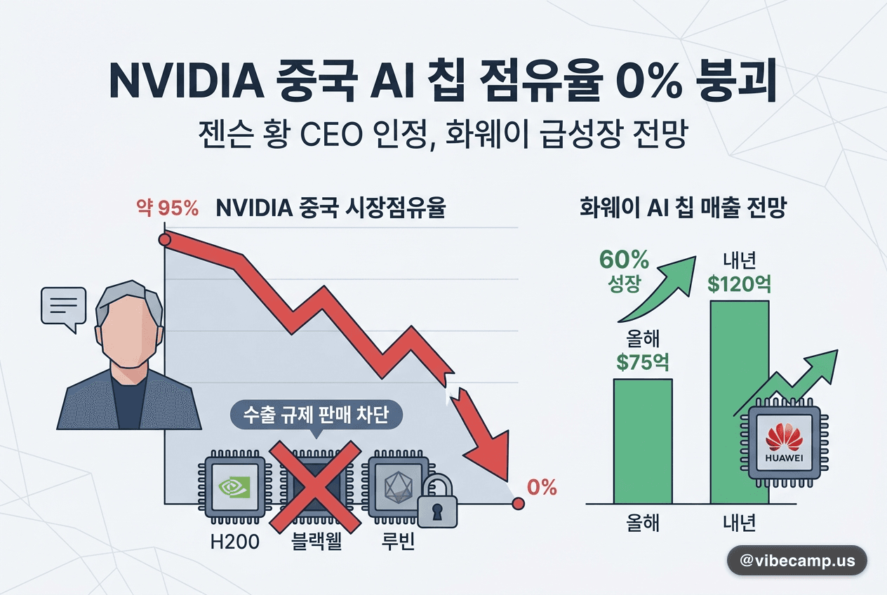 NVIDIA의 중국 AI 칩 시장점유율, 사실상 0%로 붕괴