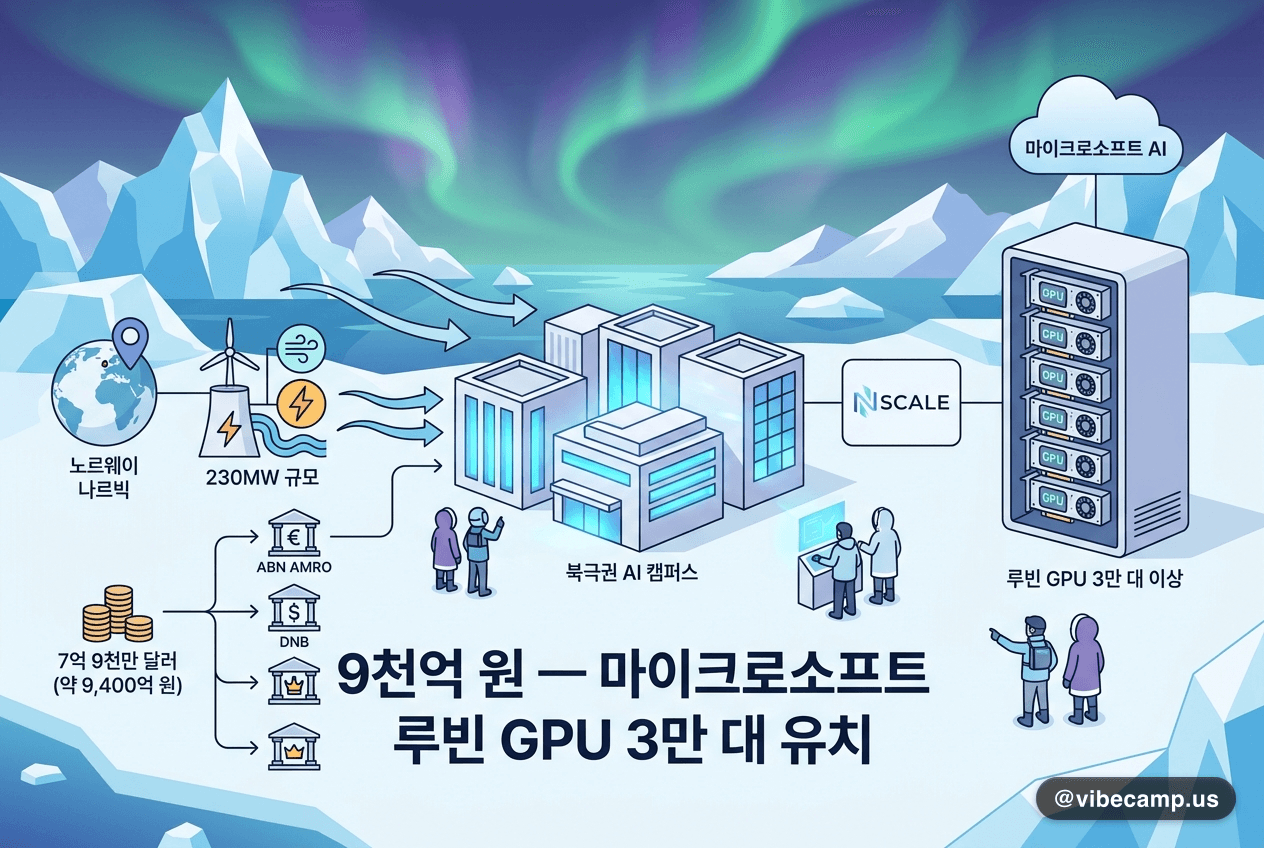 북극권 AI 캠퍼스에 9천억 원 — 마이크로소프트 루빈 GPU 3만 대 유치