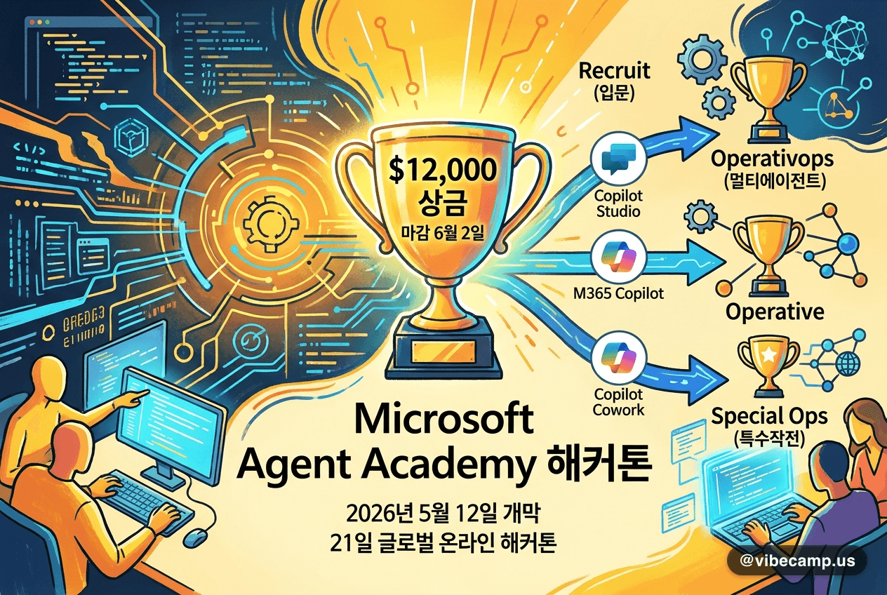 Microsoft Agent Academy 해커톤 — $12,000 상금, 마감 6월 2일