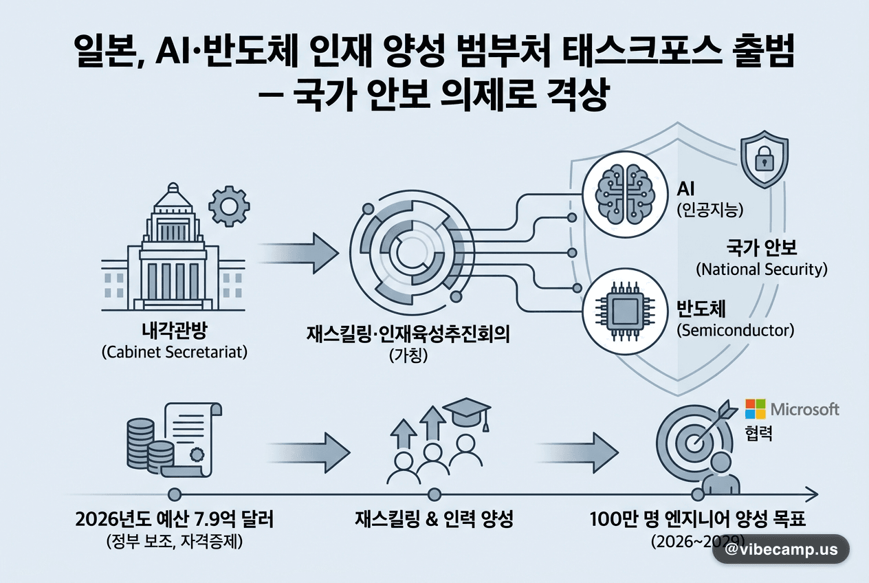 일본, AI·반도체 인재 양성 범부처 태스크포스 출범 — 국가 안보 의제로 격상