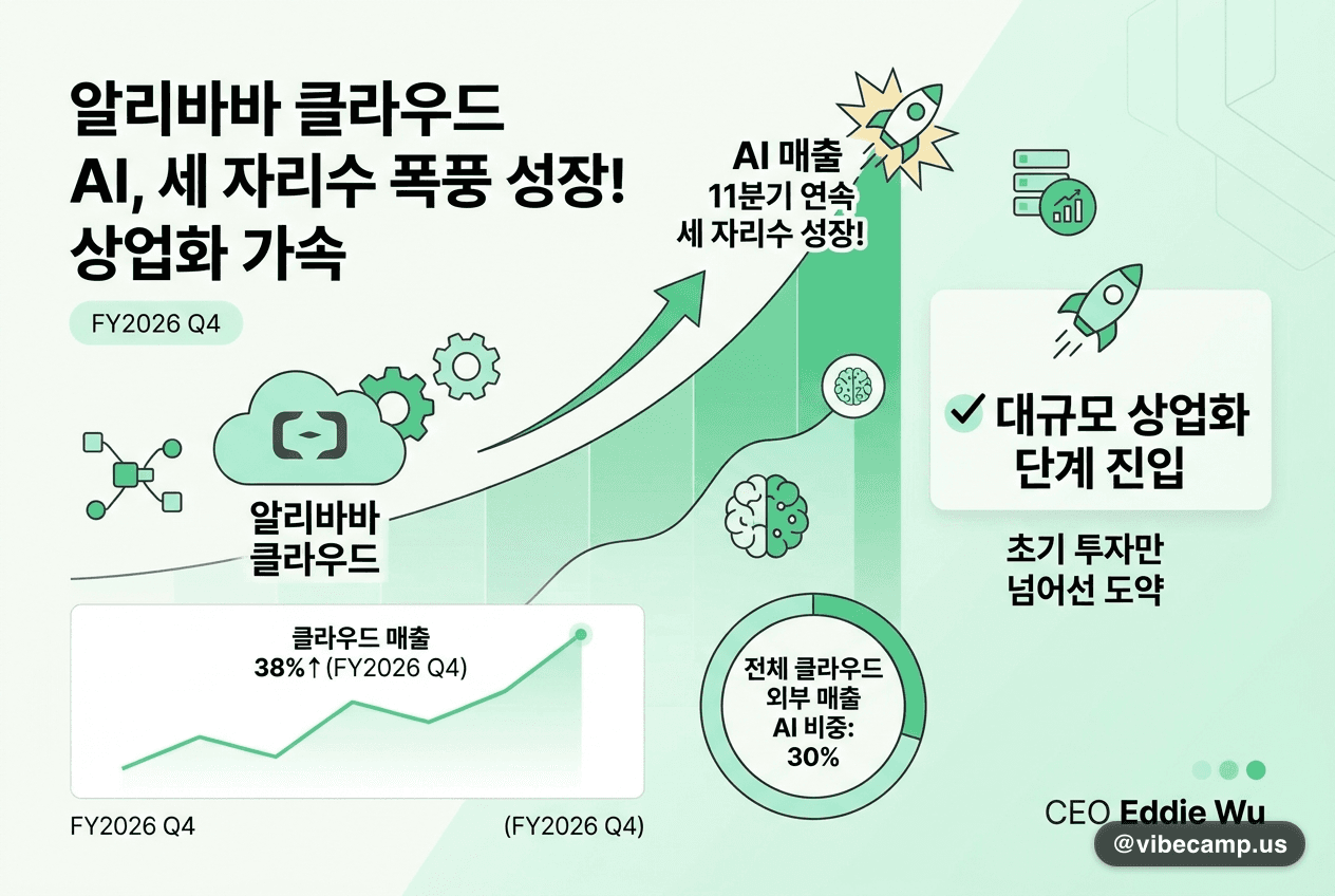 알리바바 클라우드 AI 매출 11분기 연속 세 자리수 성장, 상업화 단계 진입 선언