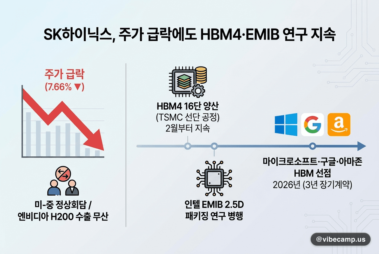 SK하이닉스, 주가 급락에도 HBM4 양산·인텔 EMIB 연구 병행