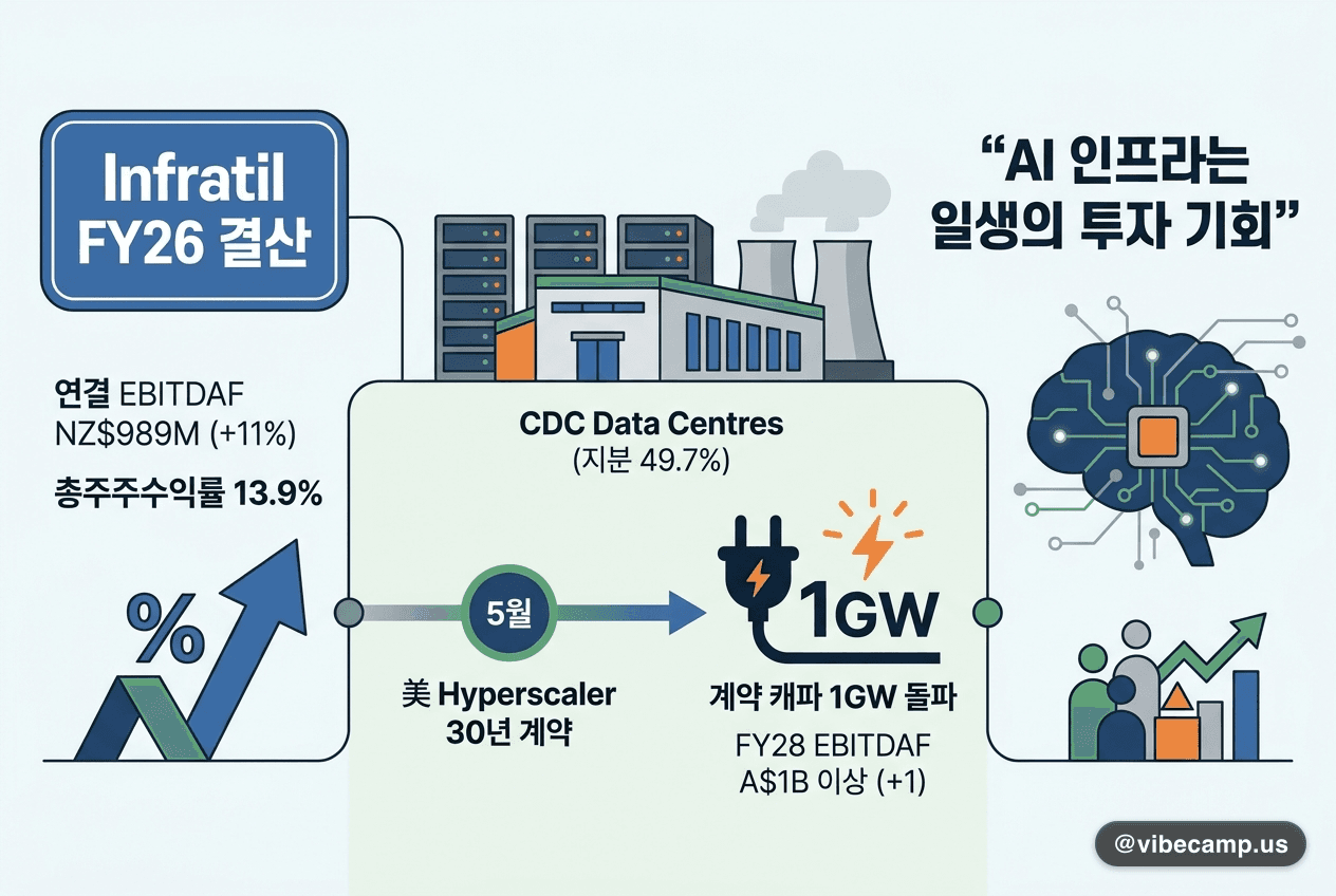 Infratil FY26 결산 — CDC 계약 캐파 1GW 돌파, 'AI 인프라는 일생의 투자 기회'