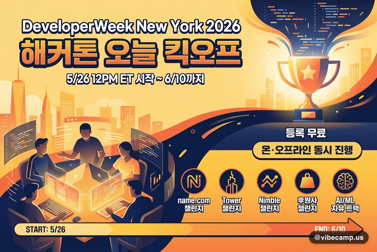 DeveloperWeek New York 2026 Hackathon 공식 OG 이미지