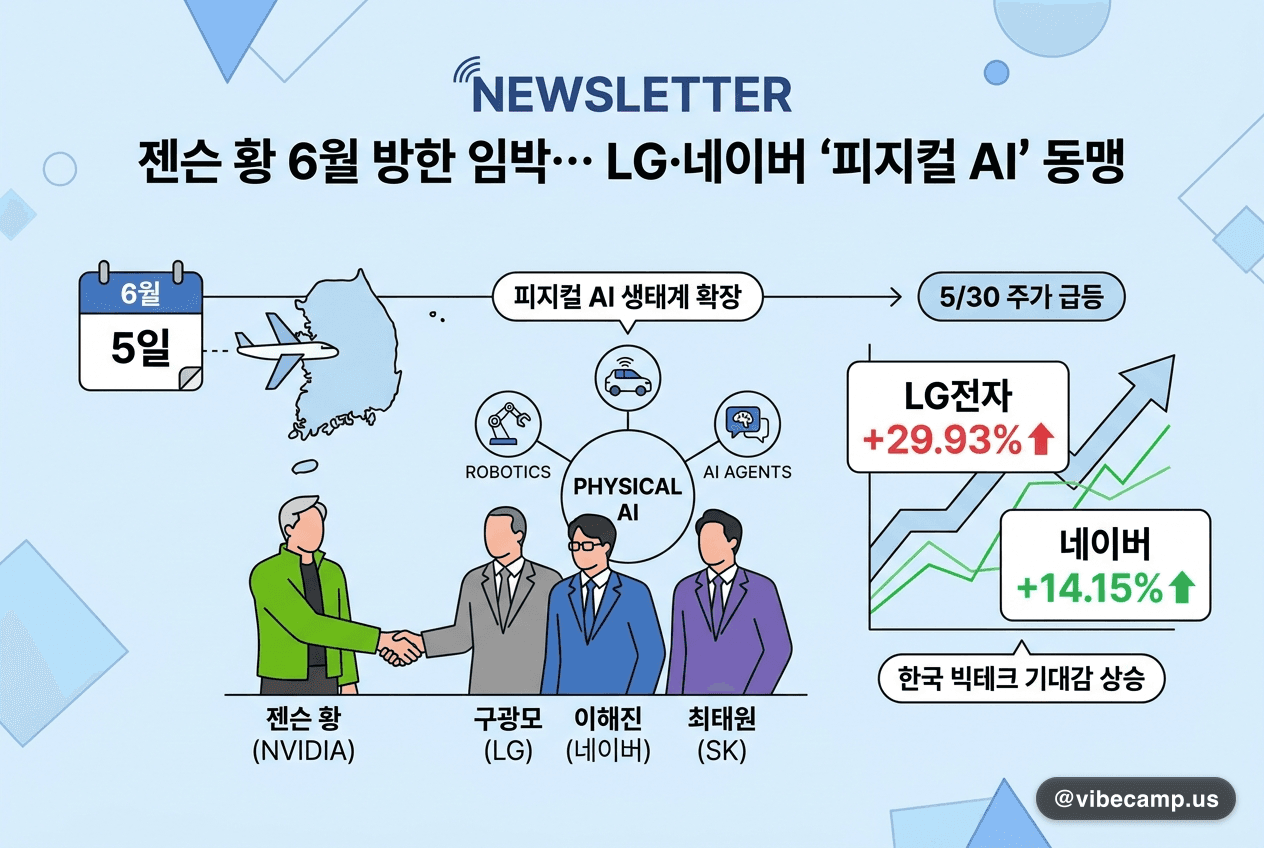 젠슨 황 6월 방한 임박… LG·네이버 '피지컬 AI' 동맹