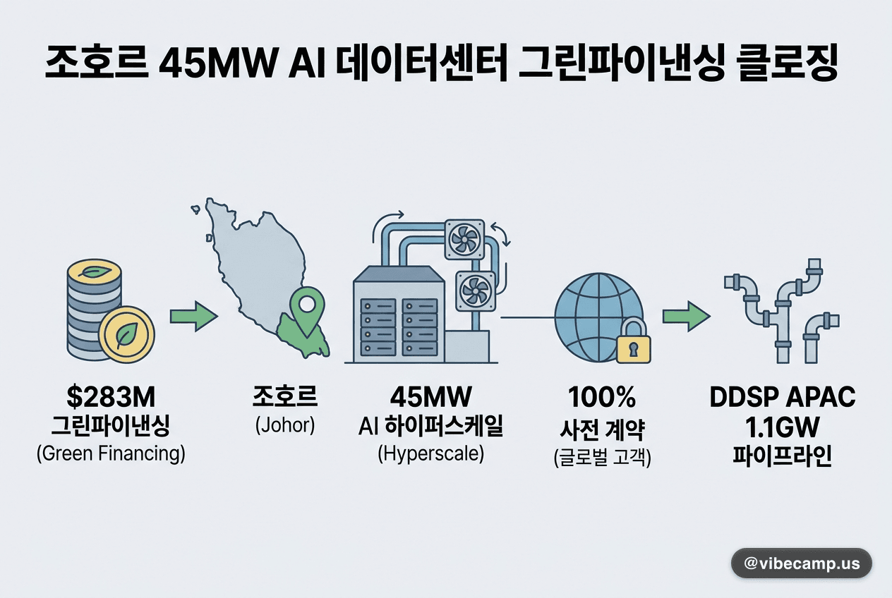 말레이시아 조호르 45MW AI 데이터센터, $283M 그린파이낸싱
