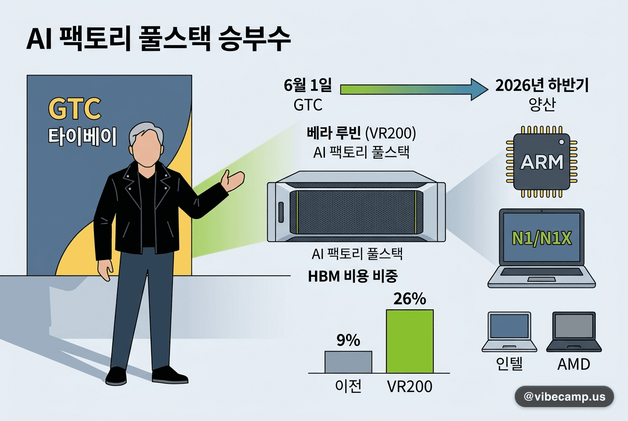 젠슨 황, GTC 타이베이서 '베라 루빈' 공개… AI 팩토리 풀스택 승부수