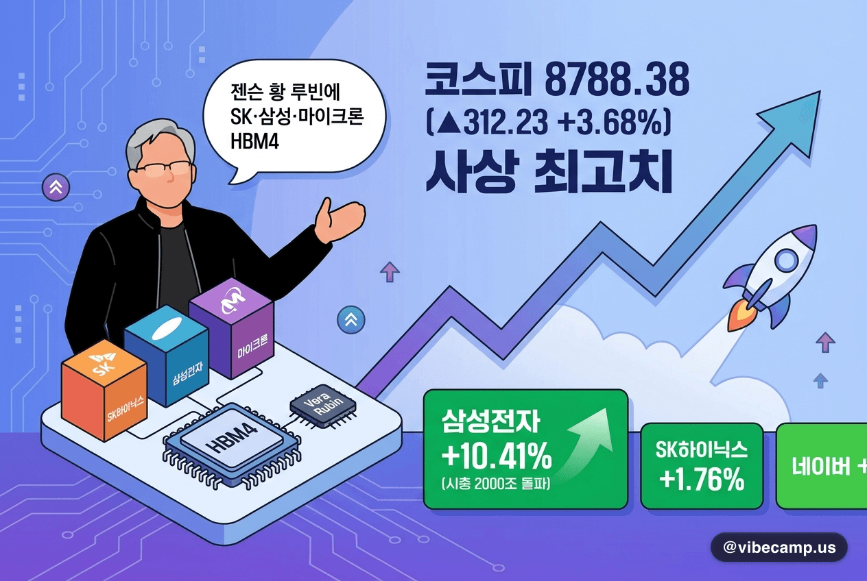 젠슨 황 "루빈에 SK·삼성·마이크론 HBM4"… 코스피 8800 돌파