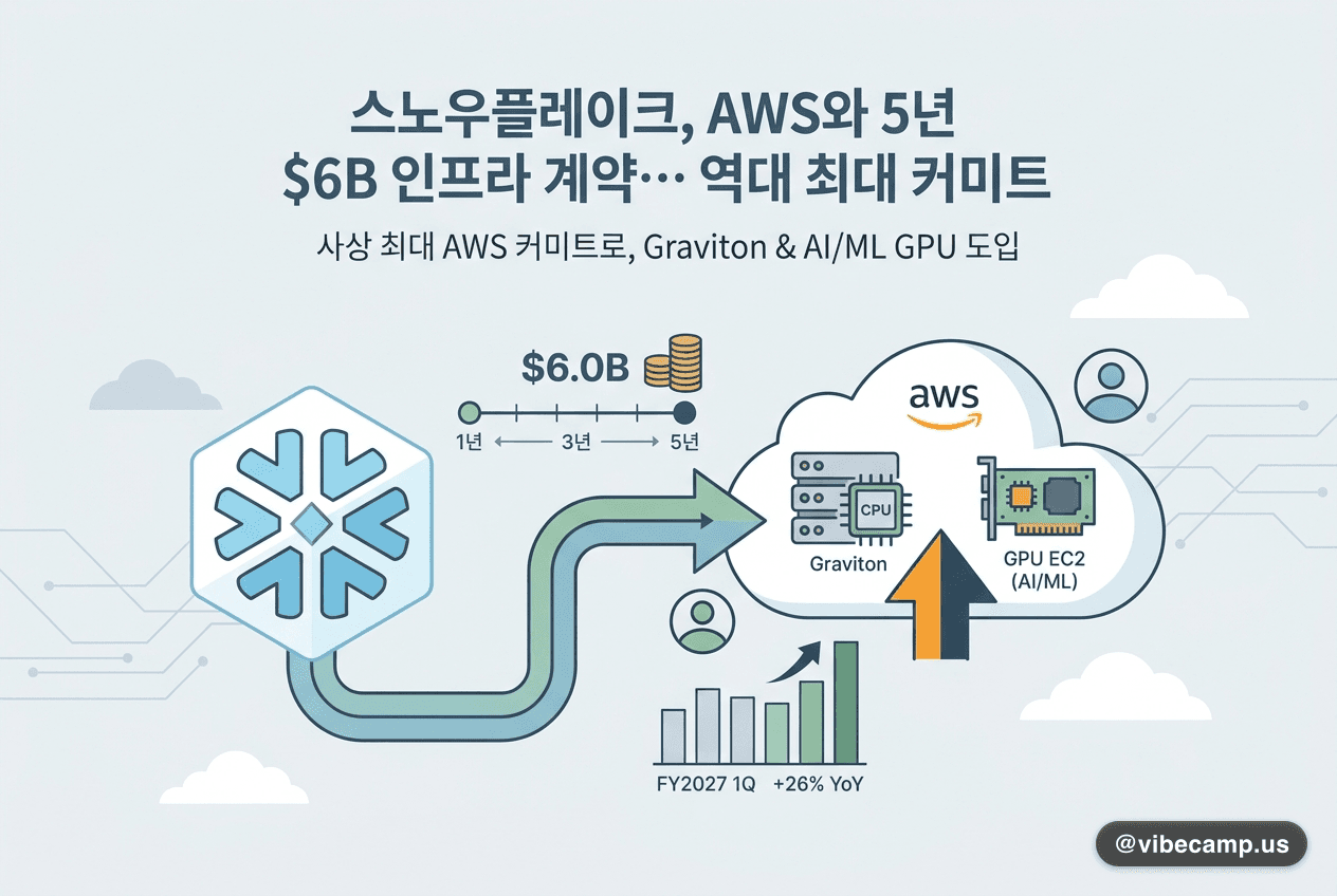 스노우플레이크, AWS와 5년 $6B 인프라 계약… 역대 최대 커미트