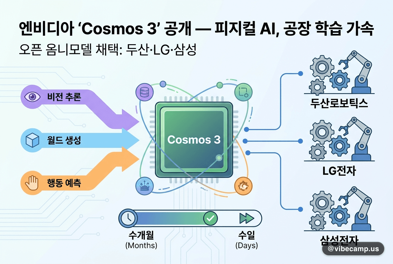 엔비디아 'Cosmos 3' 공개 — 두산로보틱스·LG·삼성이 공장 학습에 채택