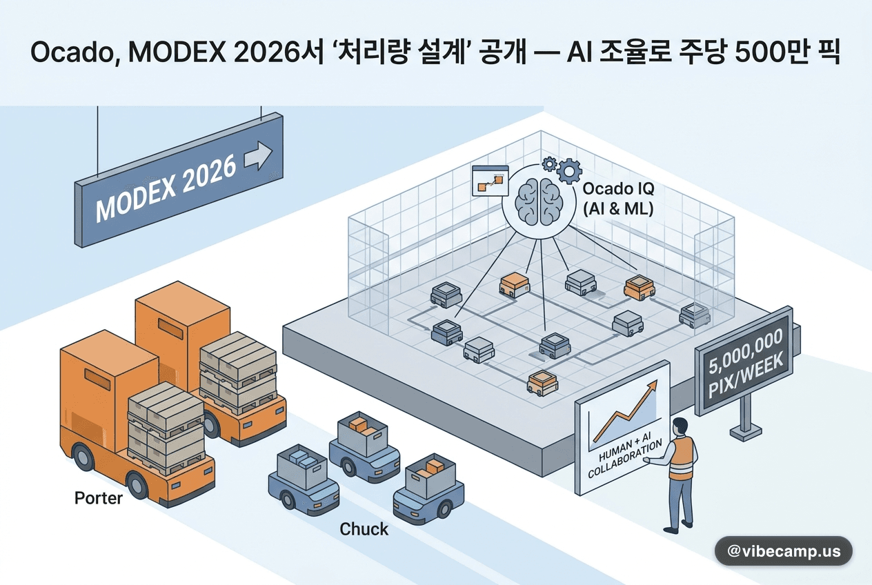 Ocado, MODEX 2026서 '처리량 설계' 공개 — AI 조율로 주당 500만 픽