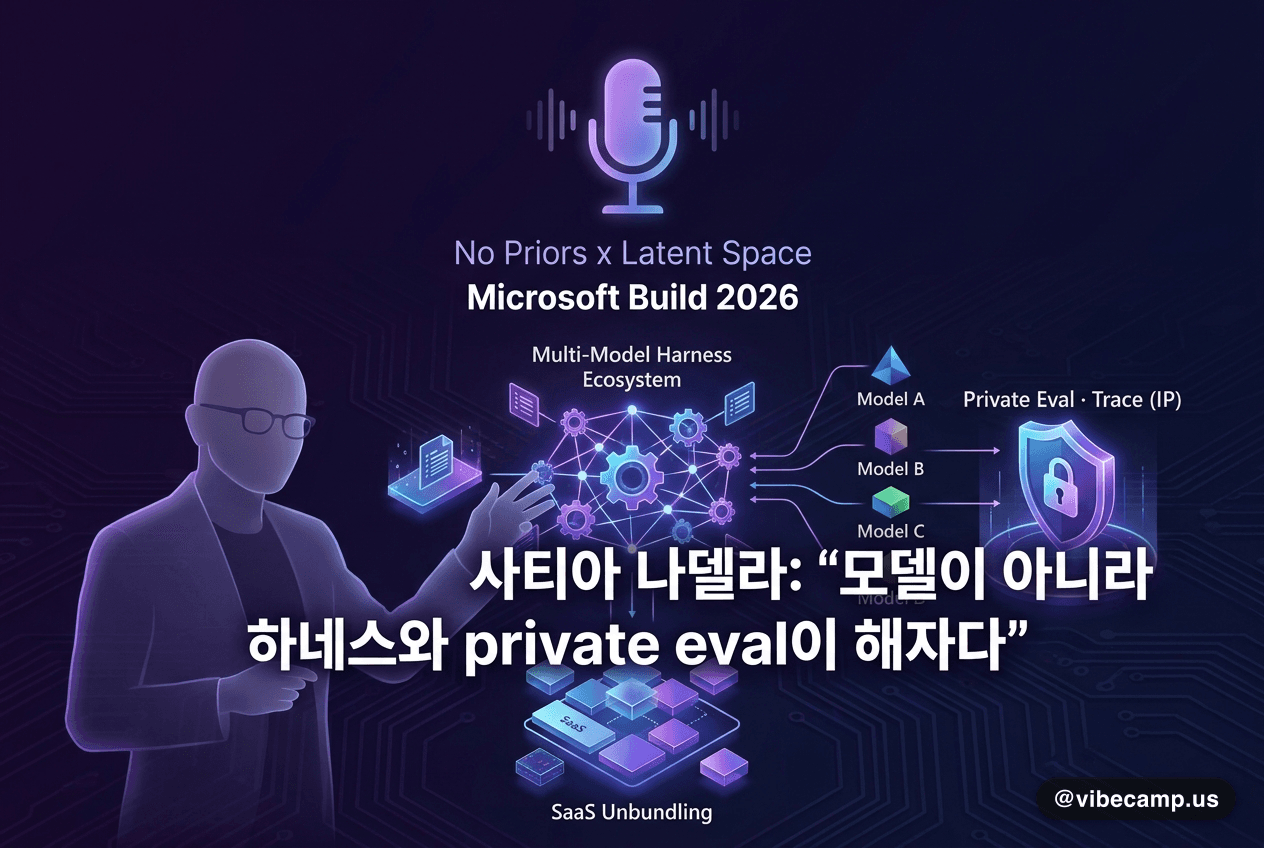 사티아 나델라: '모델이 아니라 하네스와 private eval이 해자다'