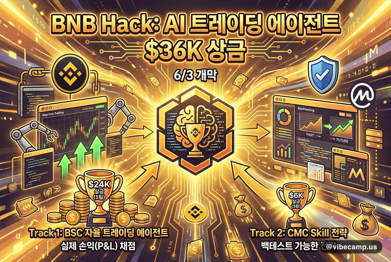 BNB Hack: AI 트레이딩 에이전트 — 상금 $36K, 실제 손익으로 채점 (6/3 개막)