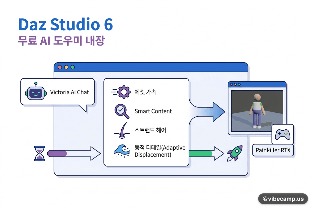 무료 Daz Studio 6, AI 도우미 내장으로 3D 에셋 가속