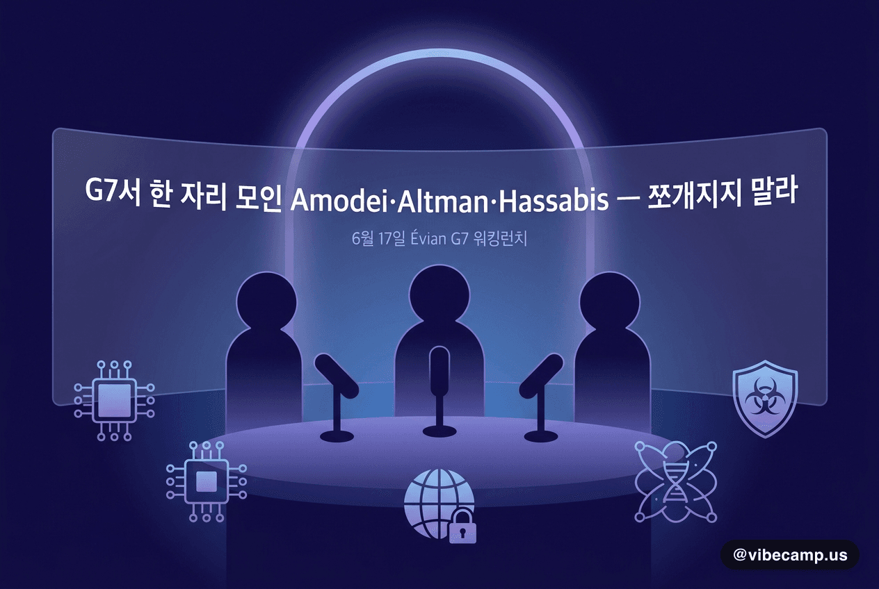 G7서 한자리 모인 Amodei·Altman·Hassabis — '쪼개지지 말라'