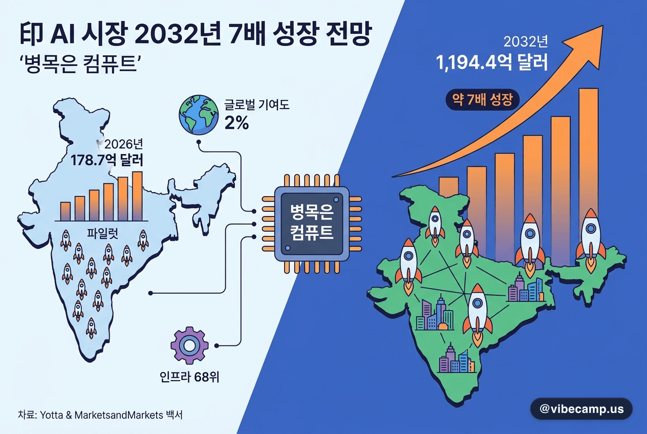 印 AI 시장 2032년까지 약 7배 성장 전망 — "병목은 컴퓨트"