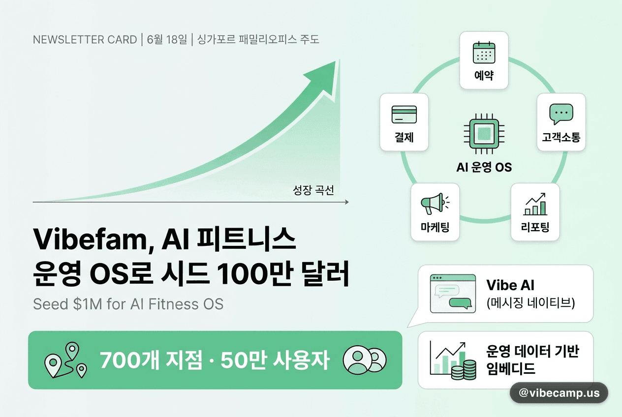 Vibefam, AI 피트니스 운영 OS로 시드 100만 달러 — 700개 지점·50만 사용자
