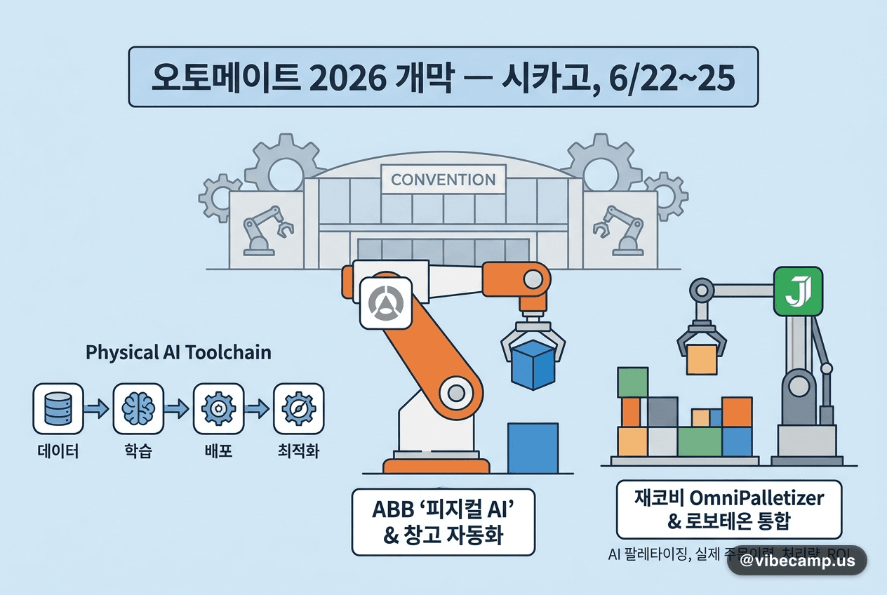 오토메이트 2026 개막 — ABB '피지컬 AI'·재코비·로보테온이 보여준 창고 자동화