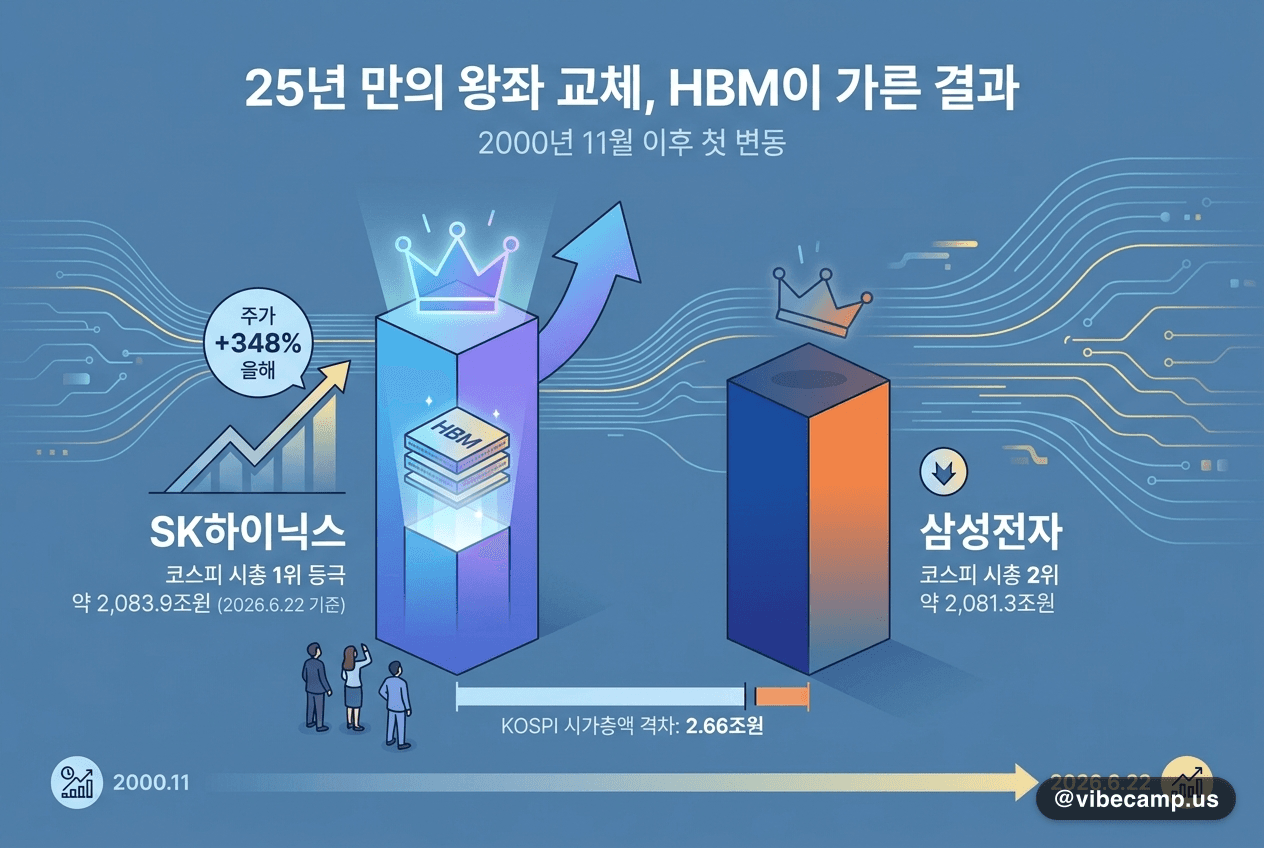 SK하이닉스, 삼성 제치고 코스피 시총 1위 — 25년 만의 왕좌 교체, HBM이 가른 결과