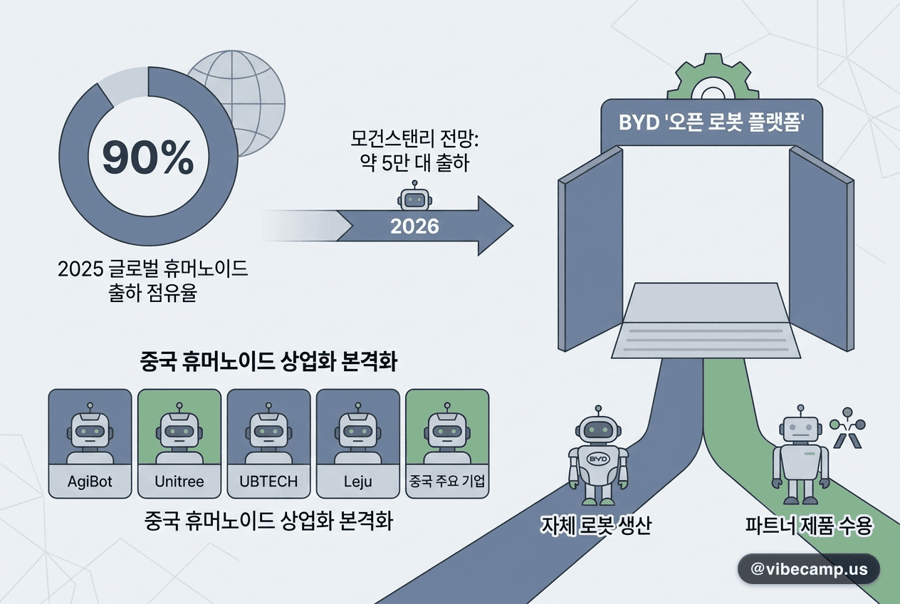중국 휴머노이드 출하 90% 점유, BYD는 '오픈 로봇 플랫폼'