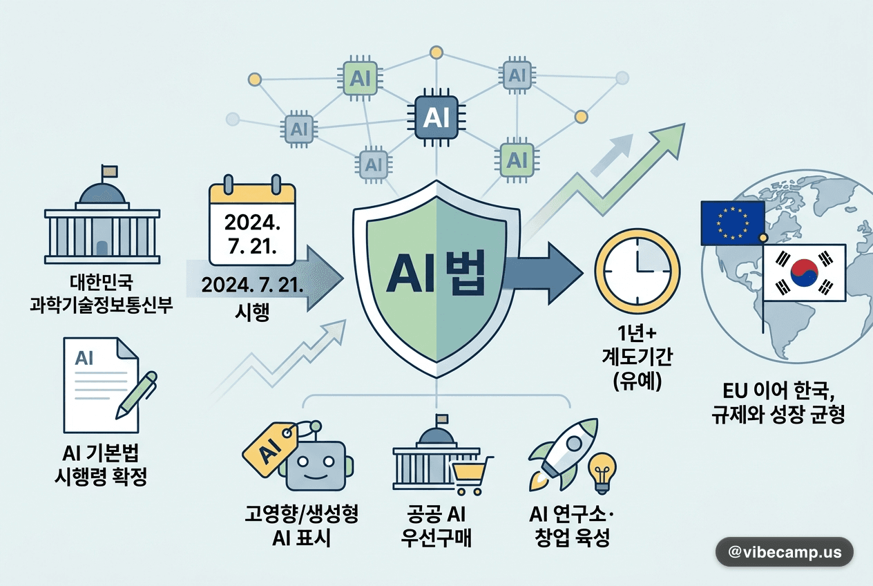 한국 AI 기본법 7/21 시행 임박 — 시행령 확정·1년+ 계도기간
