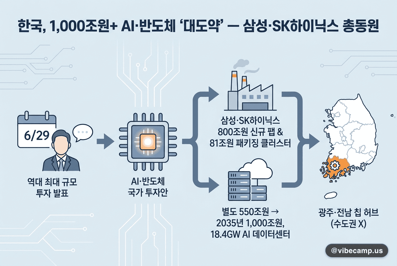 한국, 1,000조원+ AI·반도체 '대도약' — 삼성·SK하이닉스 총동원