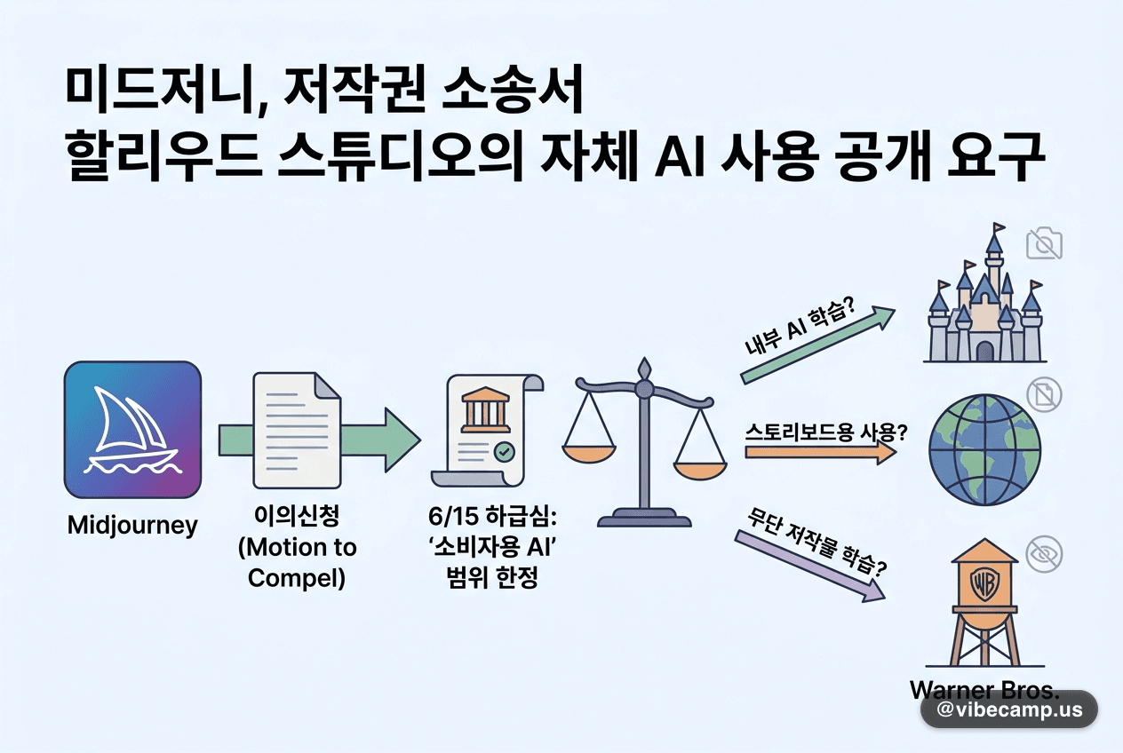 미드저니, 저작권 소송서 할리우드 스튜디오의 자체 AI 사용 공개 요구