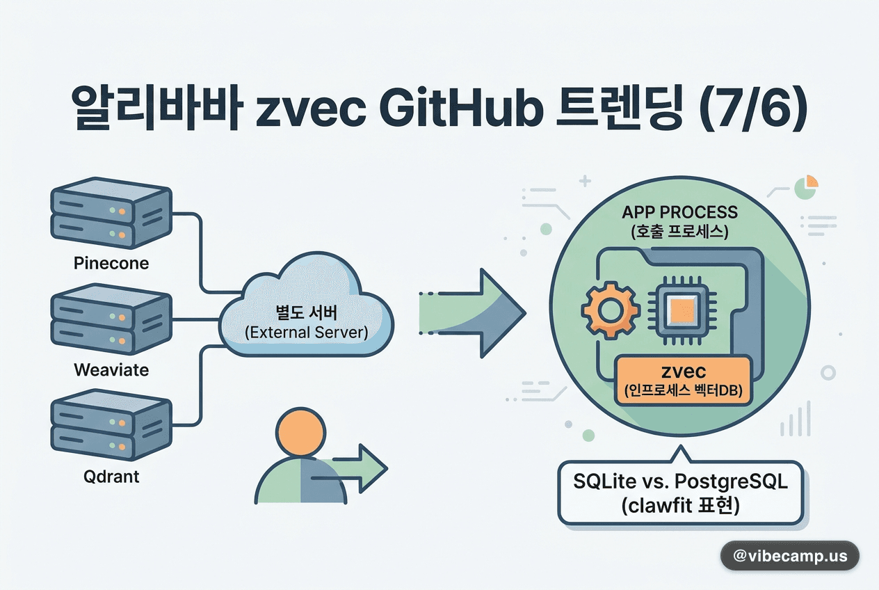 clawfit 7/6 — 알리바바 zvec 인프로세스 벡터DB