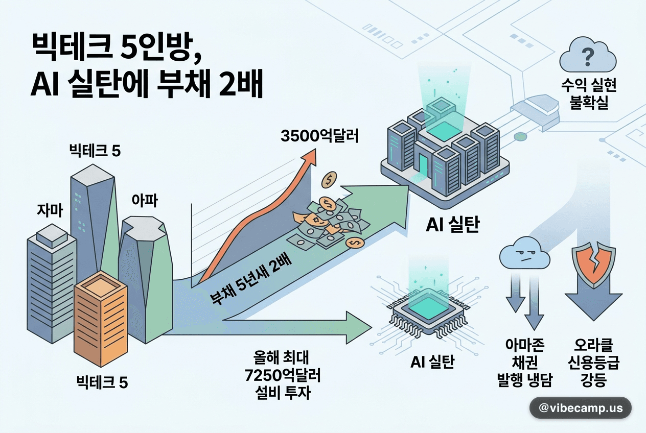 빅테크 5인방, AI 실탄에 부채 5년새 2배…3500억달러