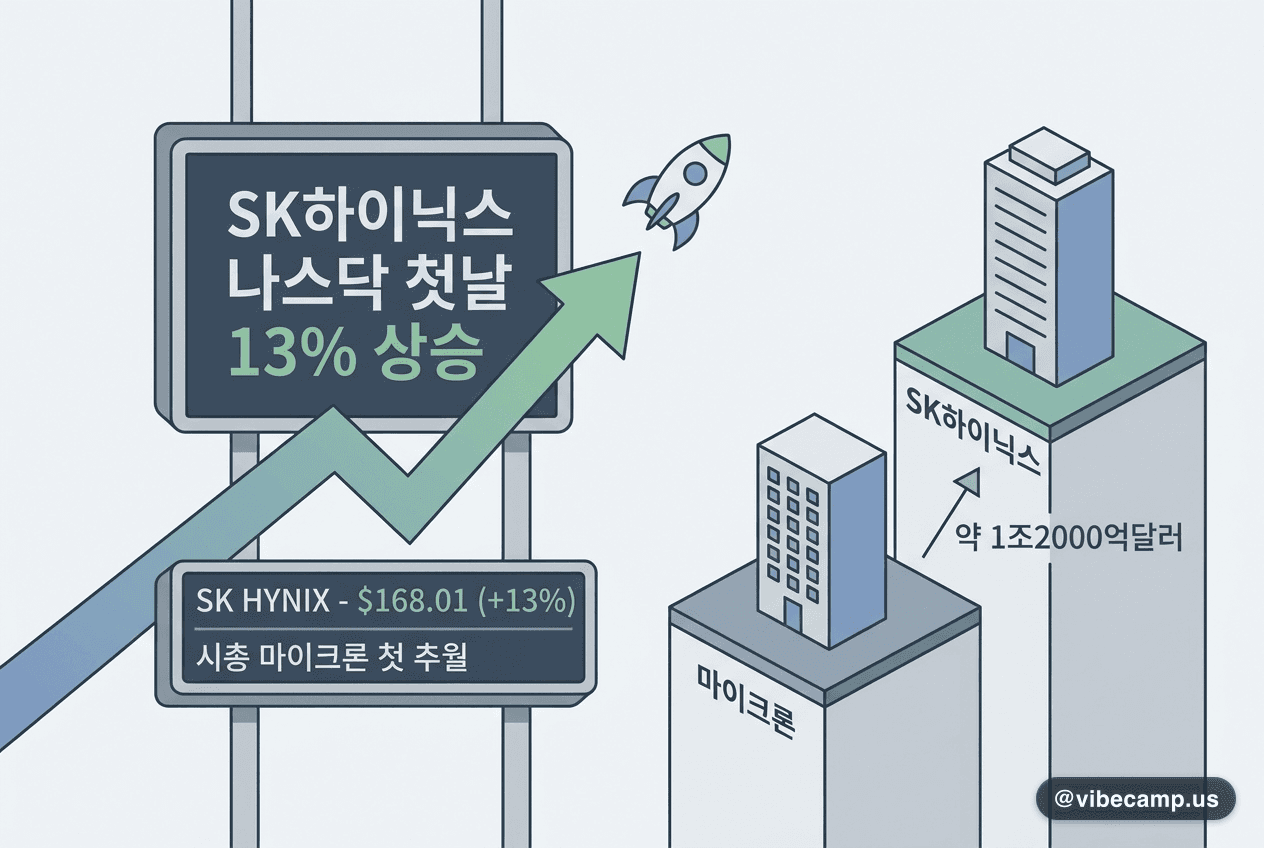 SK하이닉스, 나스닥 첫날 13% 상승…시총 마이크론 첫 추월