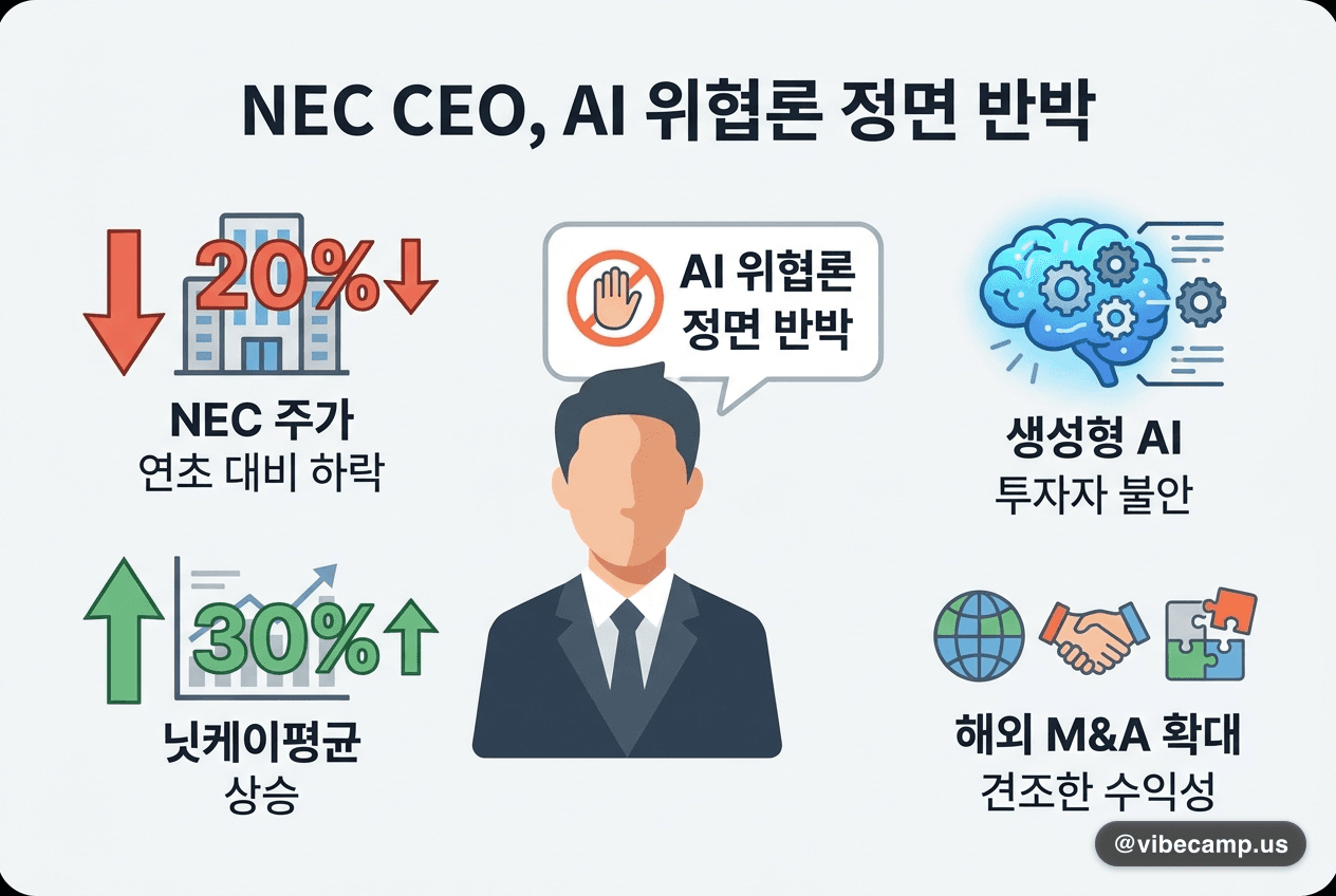 NEC 주가 20% 하락 — CEO, AI 위협론에 정면 반박