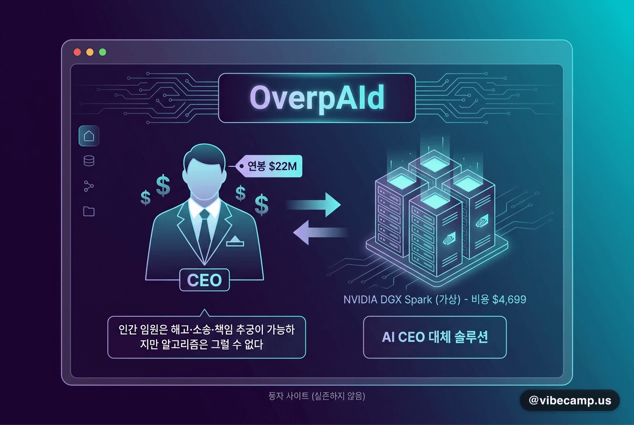 AI가 CEO를 대체한다? 풍자 사이트 'OverpAId', HN 632점