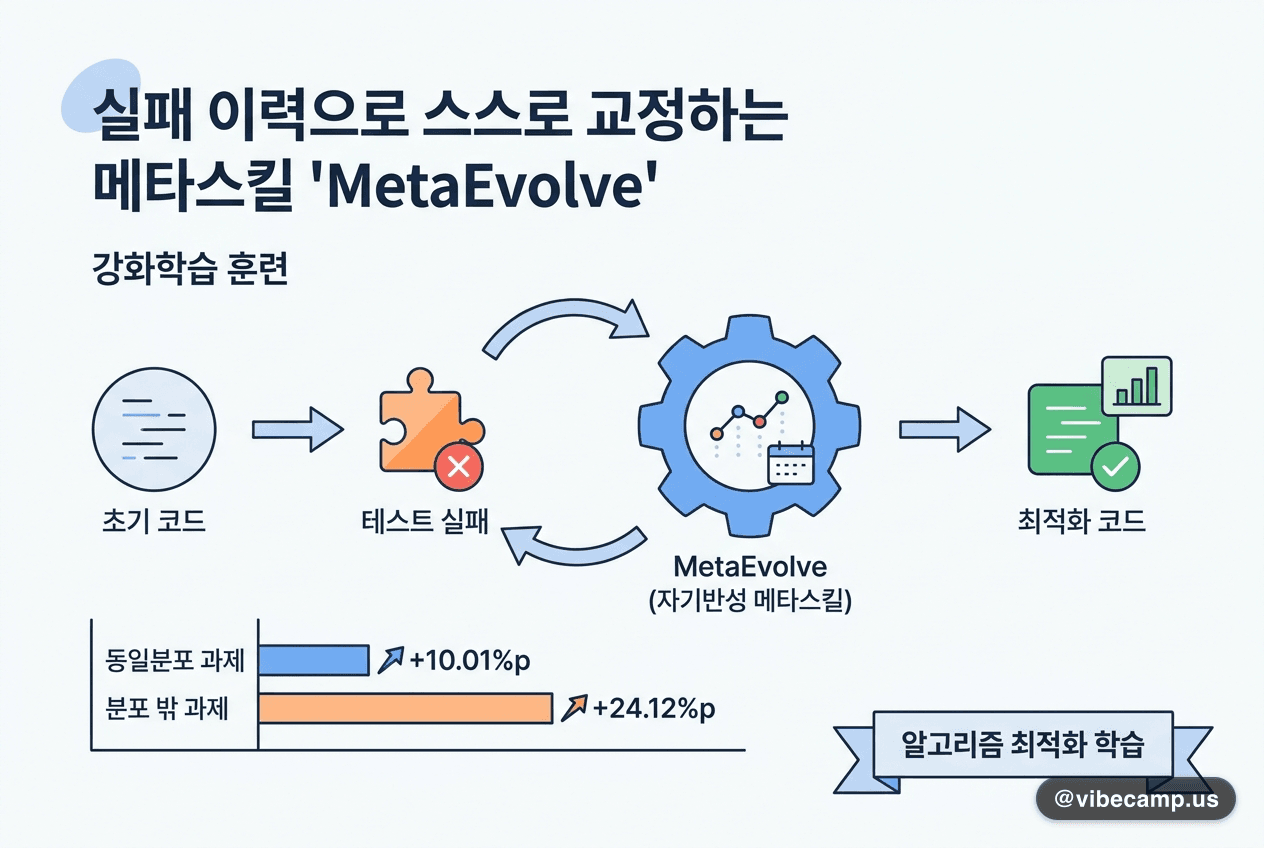 실패 이력으로 스스로 교정하는 메타스킬 'MetaEvolve'