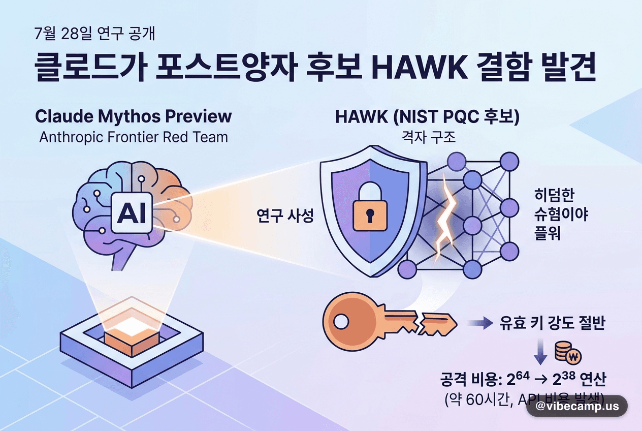 클로드가 포스트양자 후보 HAWK의 결함 발견… 유효 키 강도 절반