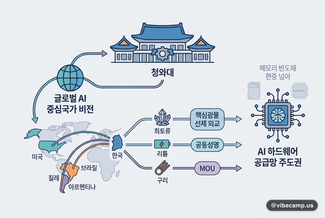 청와대 '글로벌 AI 중심국가' 비전 — 핵심광물 선제 외교로 공급망 확보