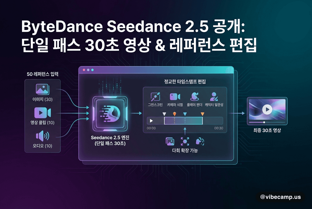 ByteDance Seedance 2.5 — 단일 패스 30초 영상·레퍼런스 편집