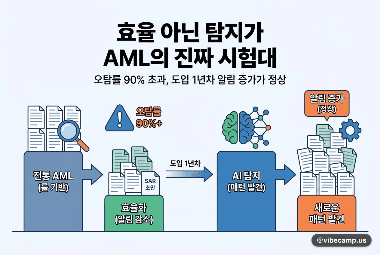 Napier AI "효율 아닌 탐지가 AML의 진짜 시험대" — 오탐률 90% 초과, 도입 1년차 알림 증가가 정상