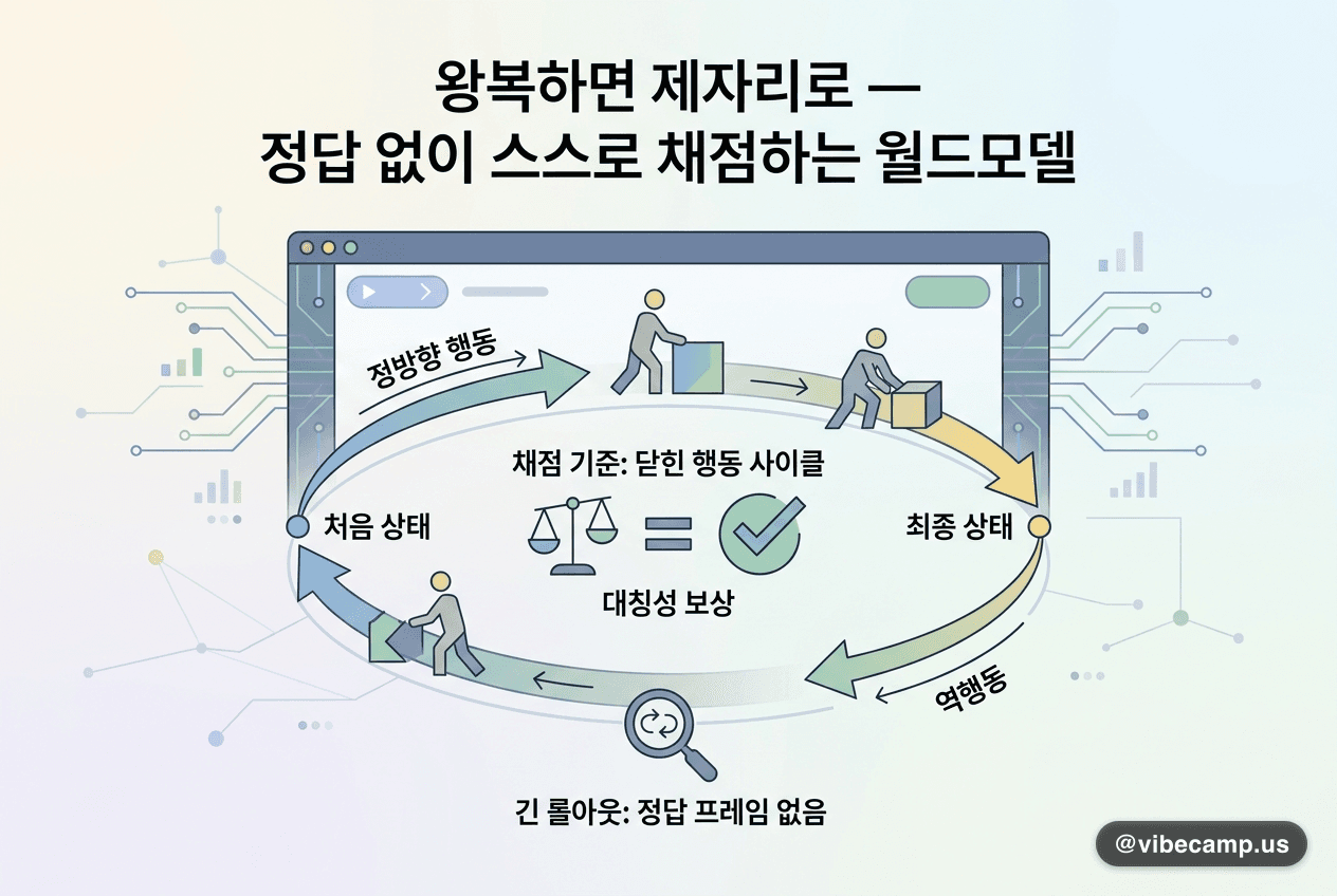 왕복하면 제자리로 — 정답 없이 스스로 채점하는 월드모델