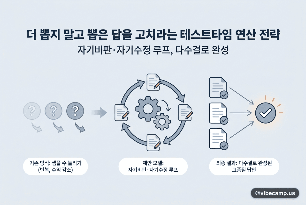 더 뽑지 말고 뽑은 답을 고치라는 테스트타임 연산 전략