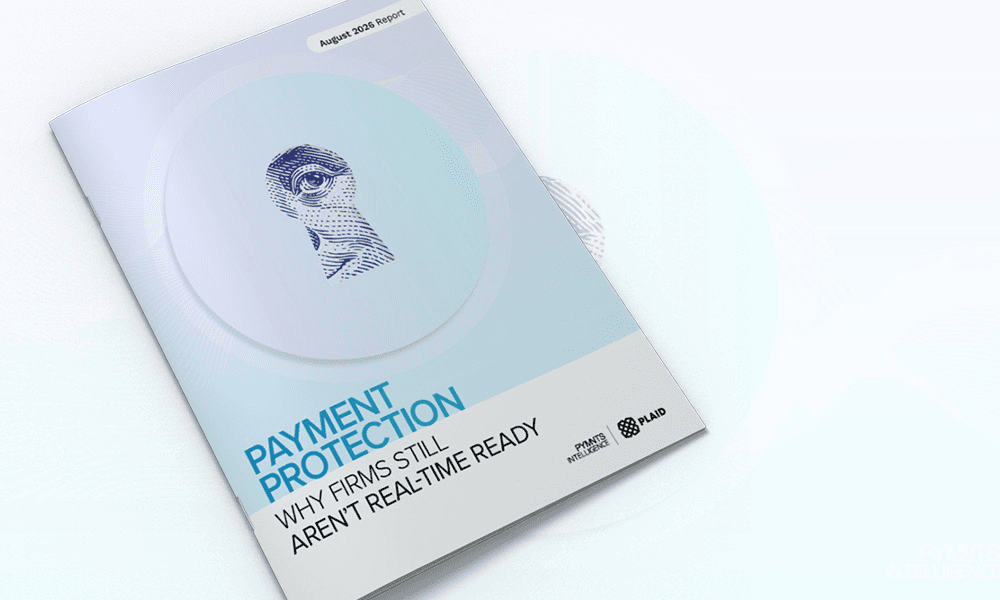 PYMNTS Intelligence와 Plaid가 함께 낸 2026년 8월 보고서 'Payment Protection: Why Firms Still Aren't Real-Time Ready' 표지