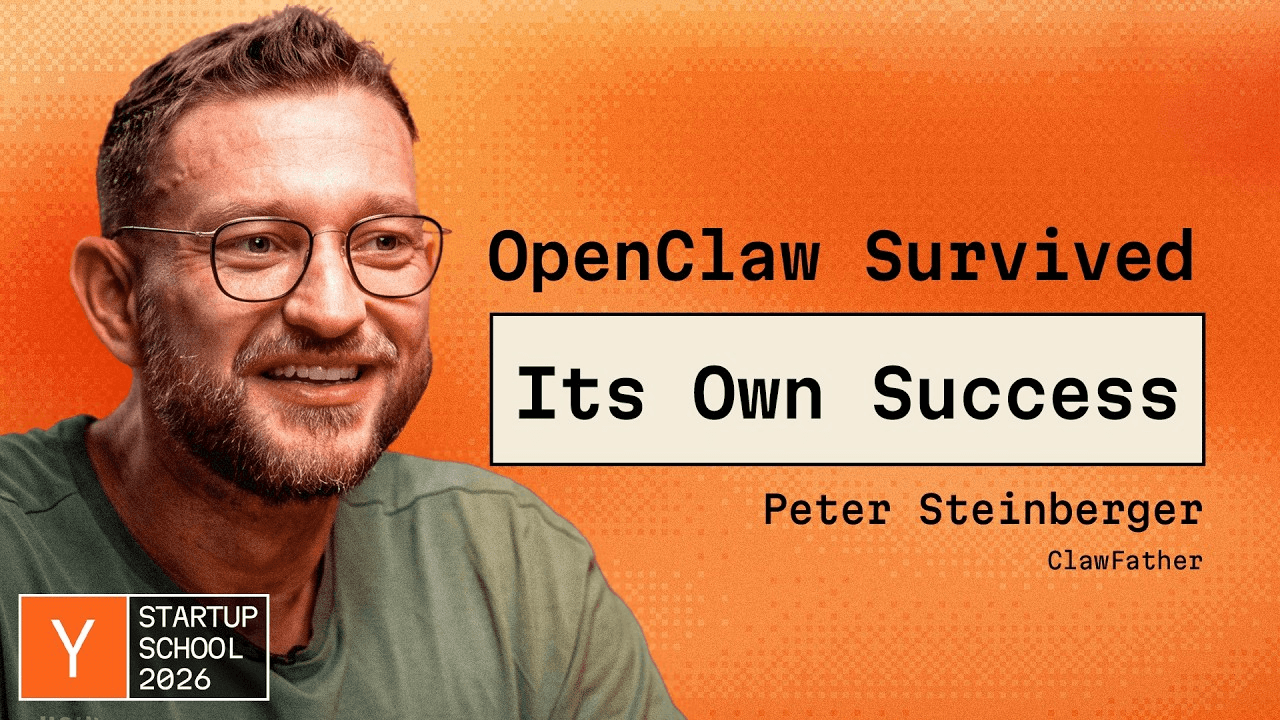 Peter Steinberger가 470만 명이 쓰는 에이전트 운용 경험을 이야기하는 인터뷰 영상의 유튜브 대표 썸네일