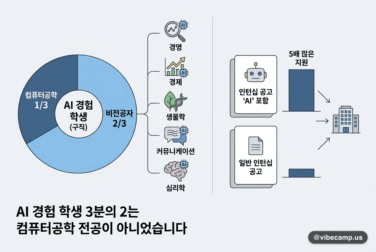 AI 경험 갖춘 학생 3분의 2는 컴퓨터공학 전공이 아니었습니다