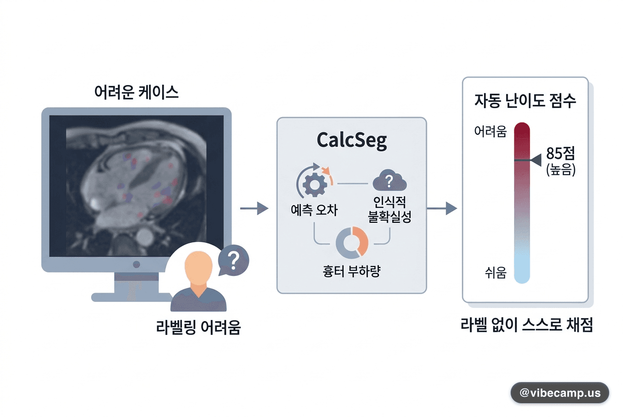 라벨 없이 '이 케이스가 어려운지'를 모델이 스스로 채점합니다