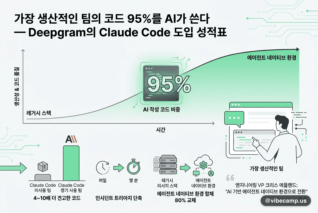 가장 생산적인 팀의 코드 95%를 AI가 쓴다 — Deepgram의 Claude Code 도입 성적표