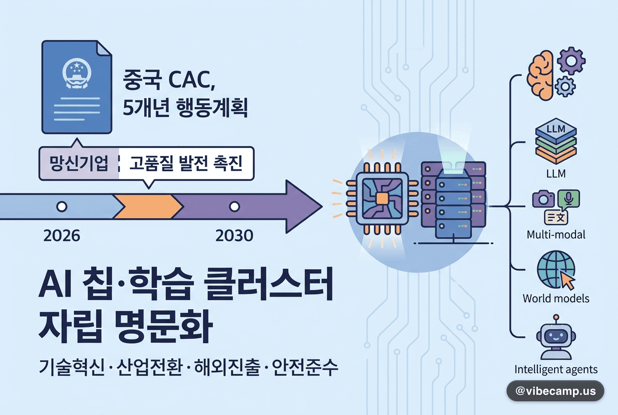 중국 CAC, 5개년 행동계획 — AI 칩·학습 클러스터 자립 명문화